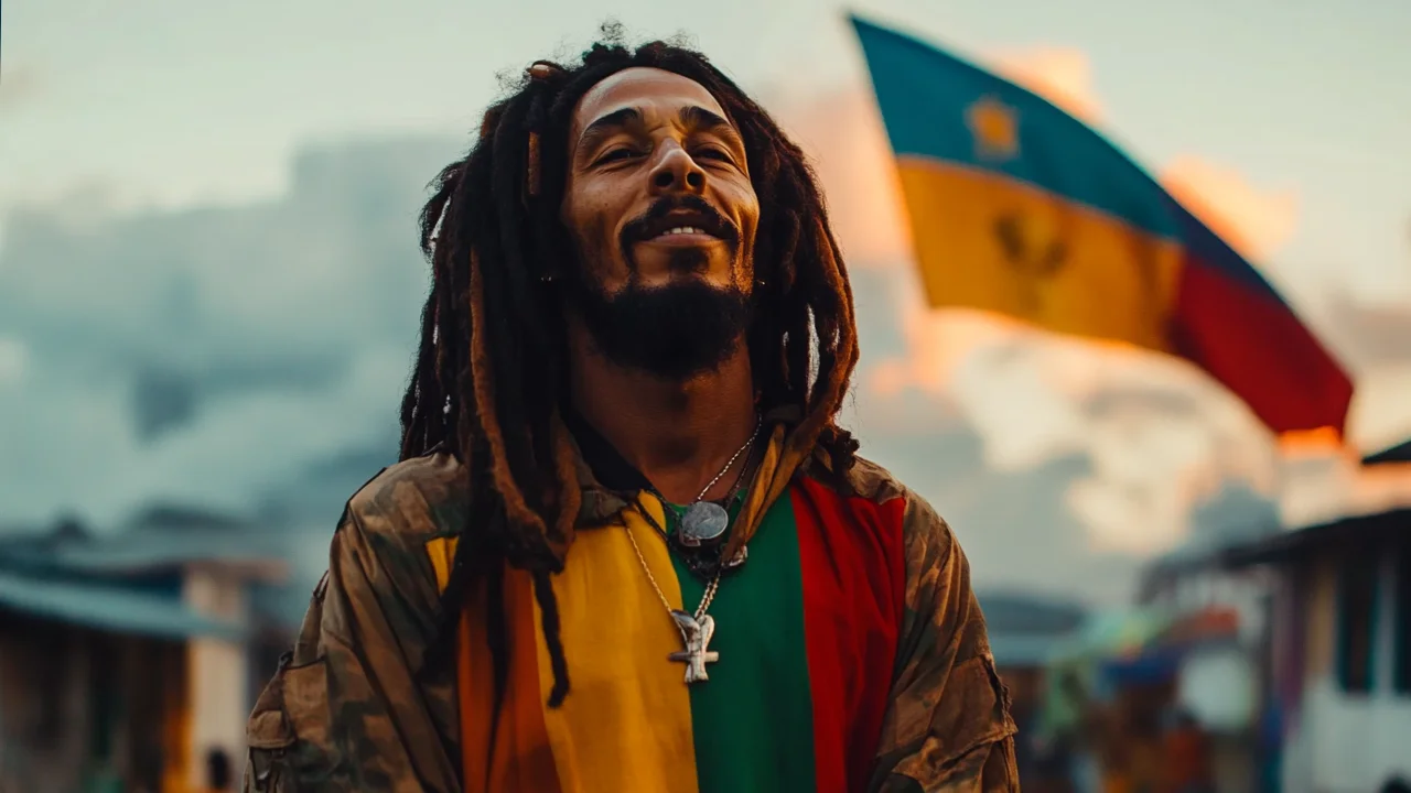 Bob Marley, reggae and the Jamaican flag as a symbol of resistance and freedom