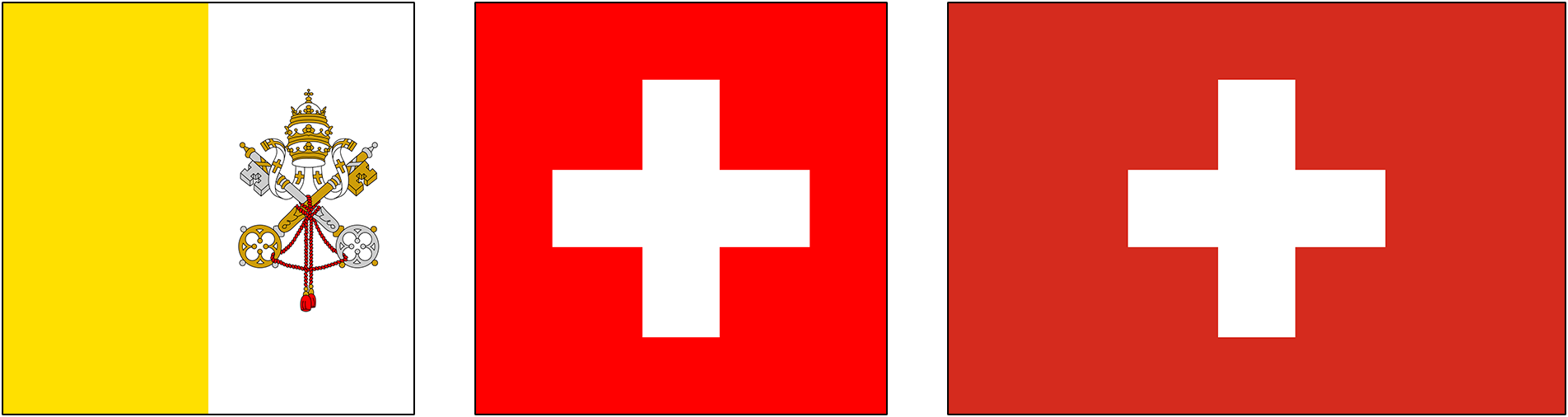 Vatican flag and flags of Switzerland