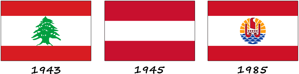 Flags of Austria, Lebanon and French Polynesia