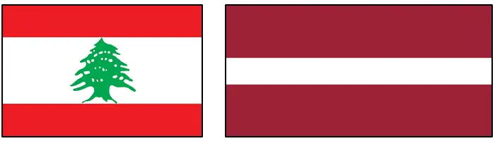 Flags of countries with designs similar to the Austrian flag