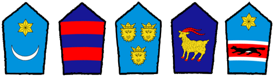 Five coats of arms of the Croatian flag